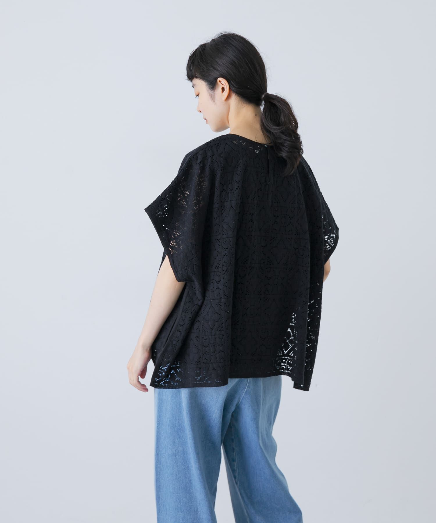 かぐれ「コットンレースポンチョプルオーバー」|Tシャツ・カットソー|