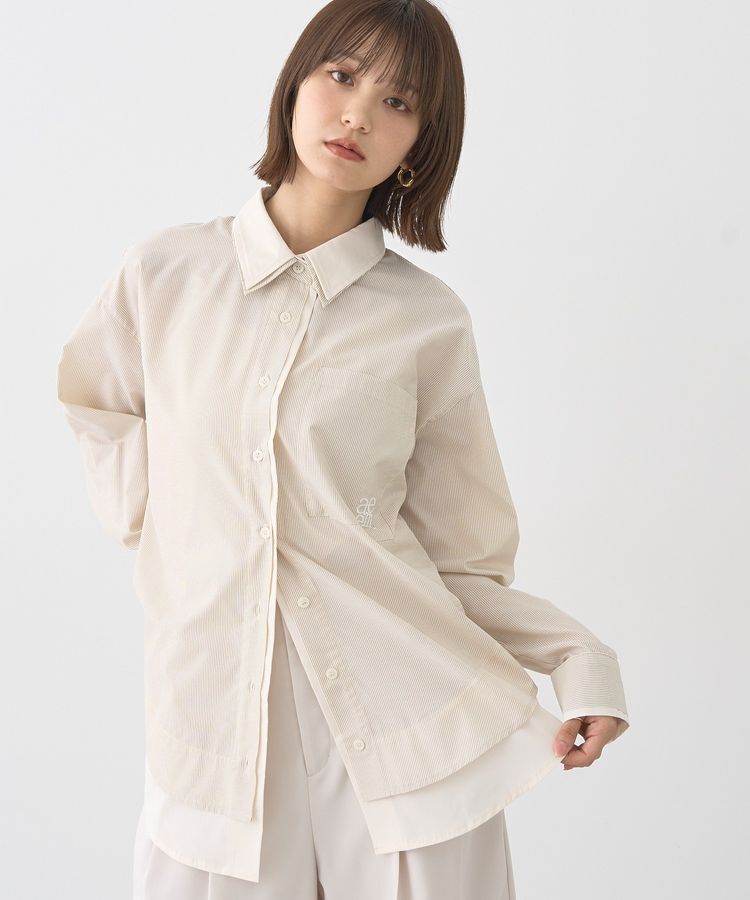 earth music&ecology「レイヤードストライプシャツ」|シャツ・ブラウス|Beige