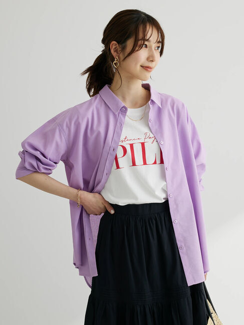  「綿麻混レギュラーシャツ」|シャツ・ブラウス|パープル