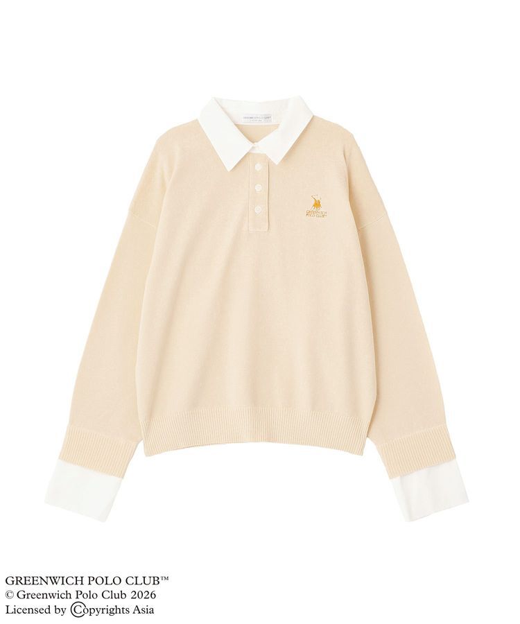 Green Parks「GREENWICH POLO CLUB(TM)布帛ドッキングポロニットプルオーバー」|Tシャツ・カットソー|Ecru