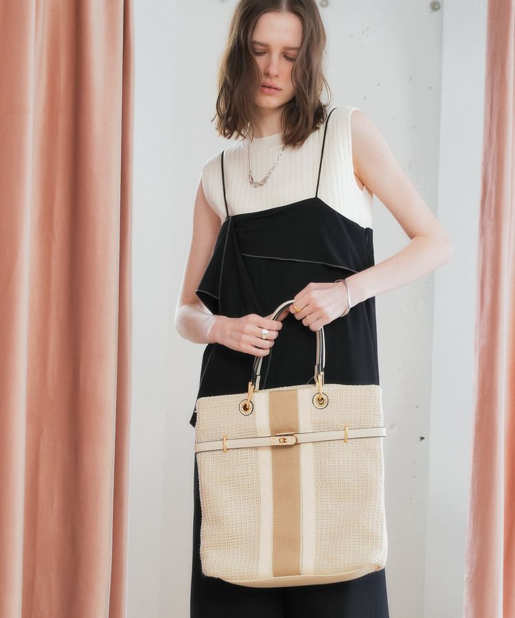 YECCA VECCA「【A4対応】2wayライントートバッグ」|トートバッグ|