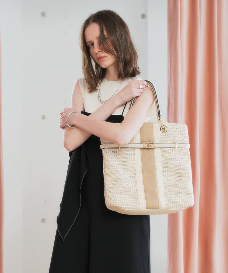 YECCA VECCA「【A4対応】2wayライントートバッグ」|トートバッグ|