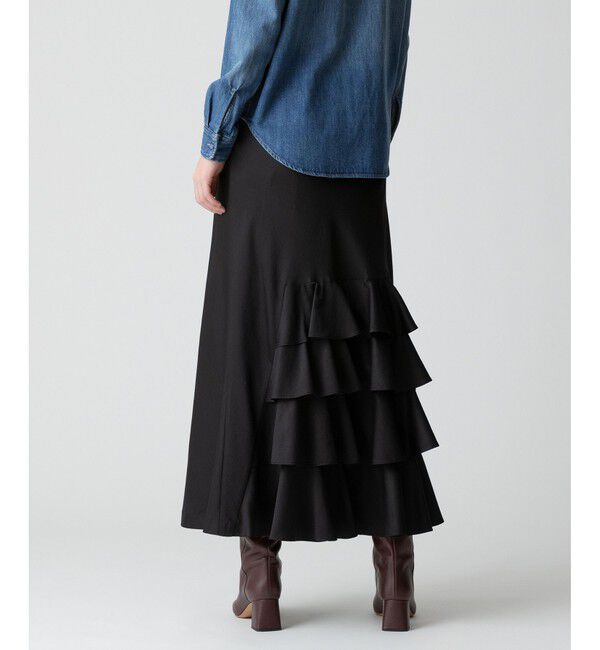 allureville「ソフトサテンバックフリルナロースカート」|スカート|