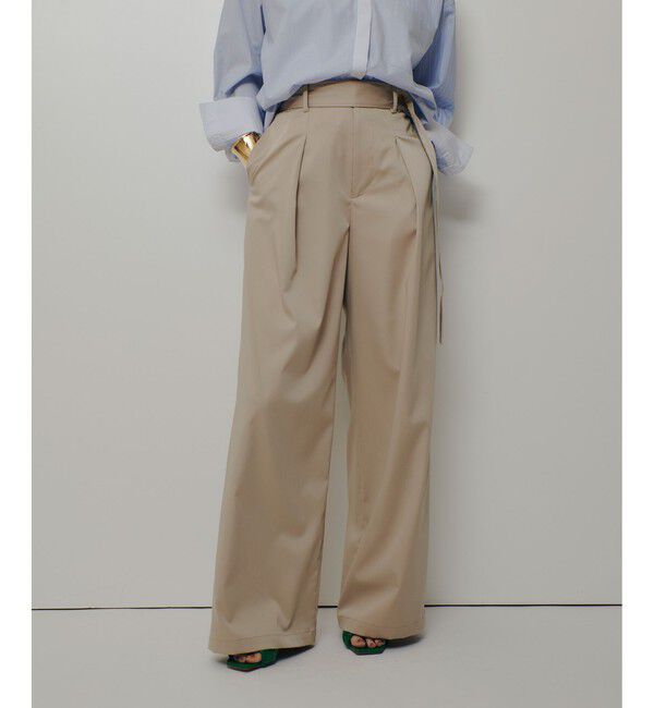 allureville「サテンストレッチベルテッドパンツ」|チノ|