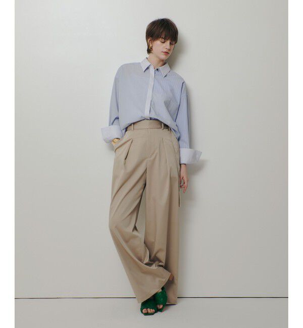 allureville「サテンストレッチベルテッドパンツ」|チノ|