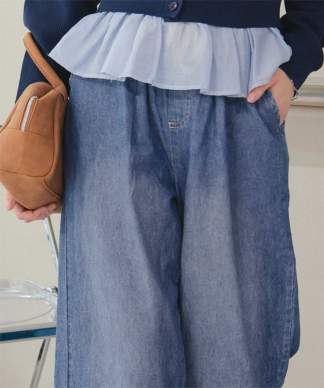 titivate「イージーワイドデニムパンツ」|デニム|