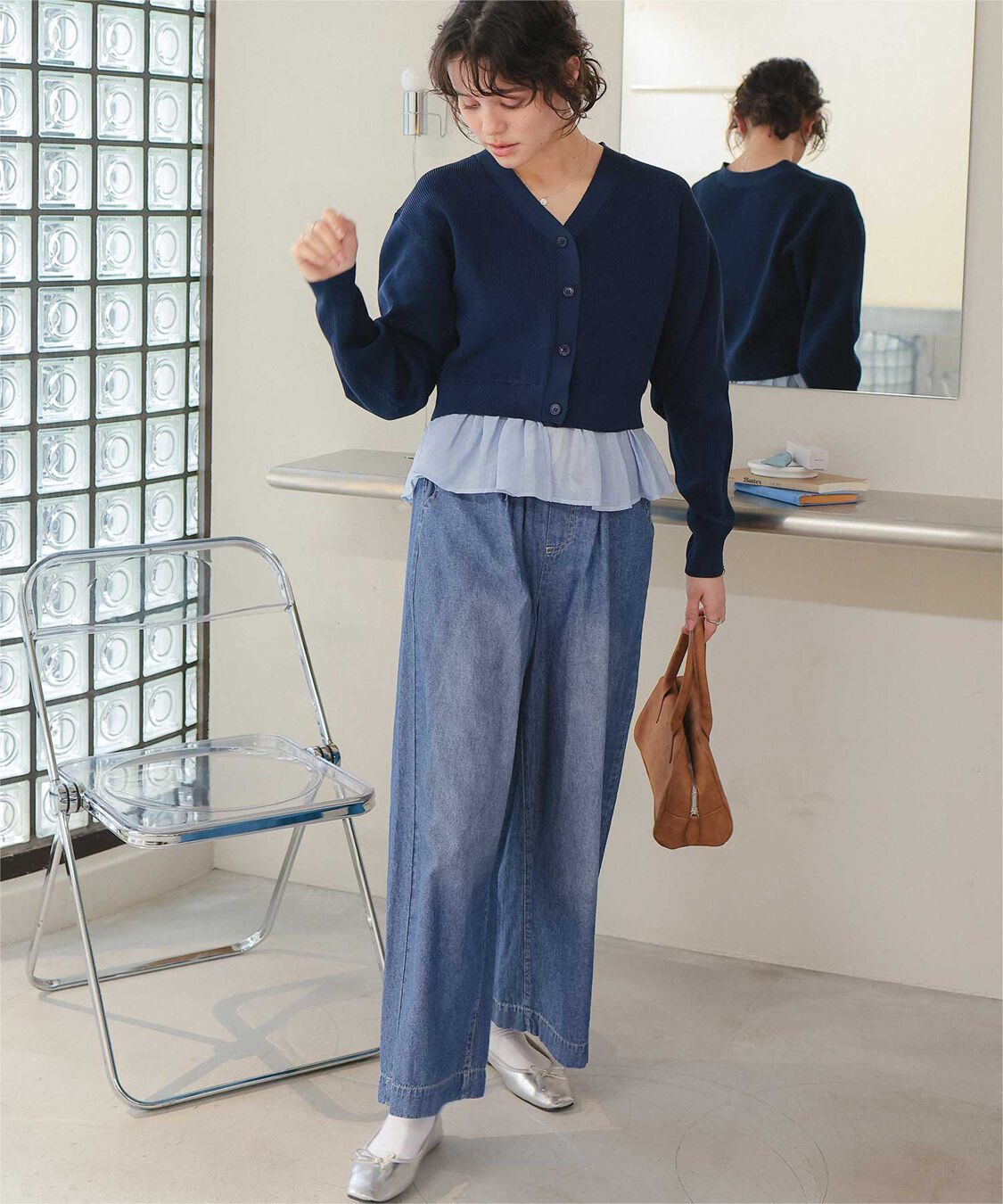 titivate「イージーワイドデニムパンツ」|デニム|