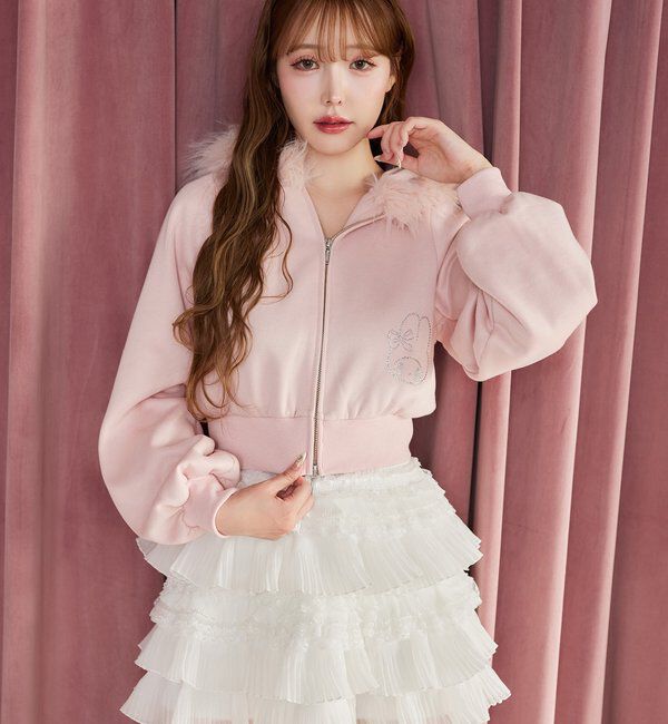  「【マイメロディ／クロミコラボ】ファー付きパーカー」|パーカー|