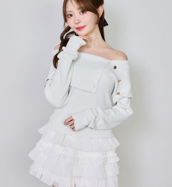  「オフショルラメニット」|ニット・セーター|