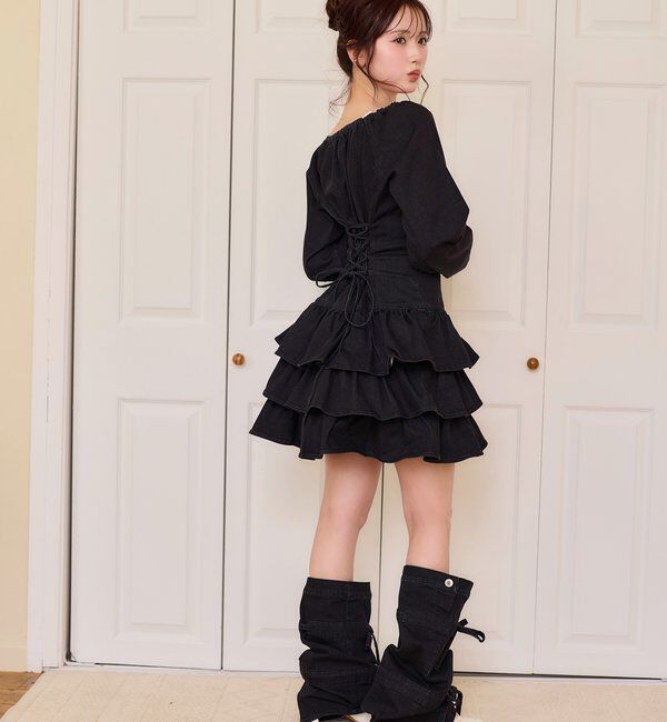  「【Denim Collection】ティアードミニワンピ」|ワンピース|