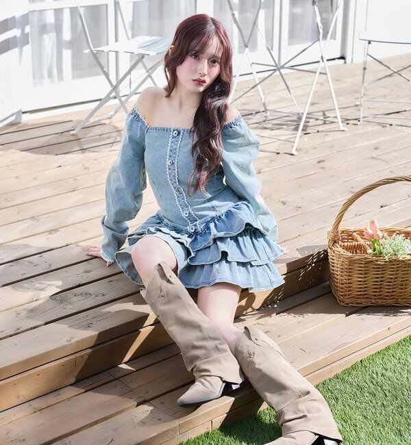  「【Denim Collection】ティアードミニワンピ」|ワンピース|