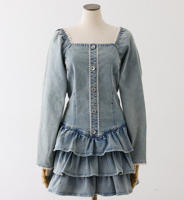 「【Denim Collection】ティアードミニワンピ」|ワンピース|