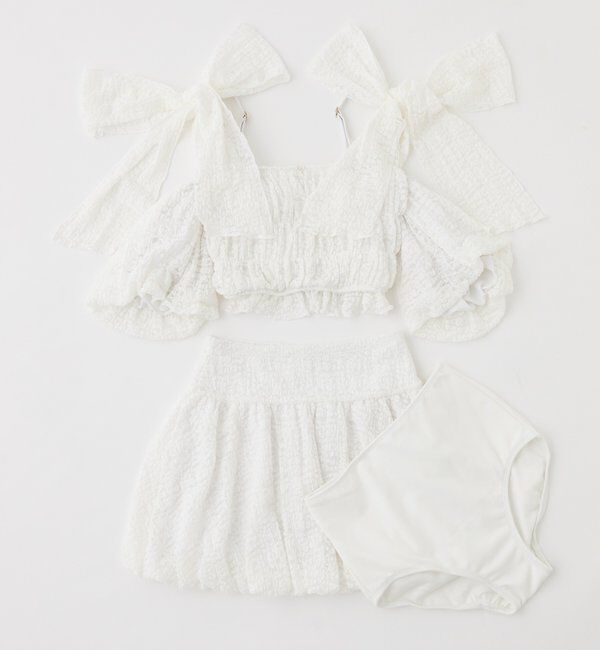  「swimwear/シャーリングオフショル-バルーンミニスカート（3点セット)」|その他|