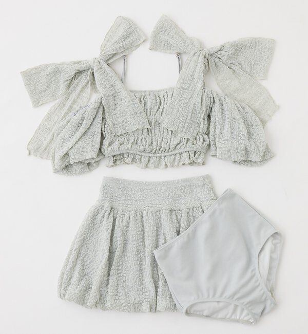  「swimwear/シャーリングオフショル-バルーンミニスカート（3点セット)」|その他|