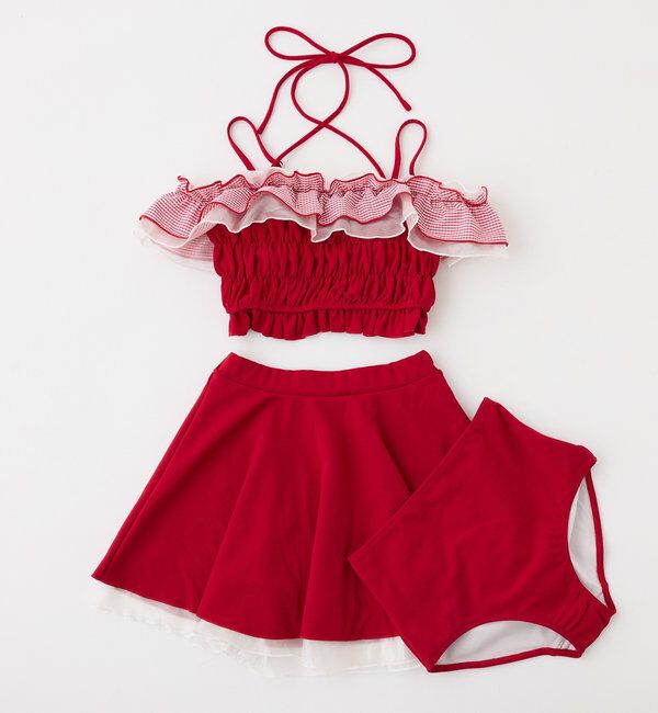  「swimwear/フリルオフショル＋フレアミニスカート(3点セット)」|その他|