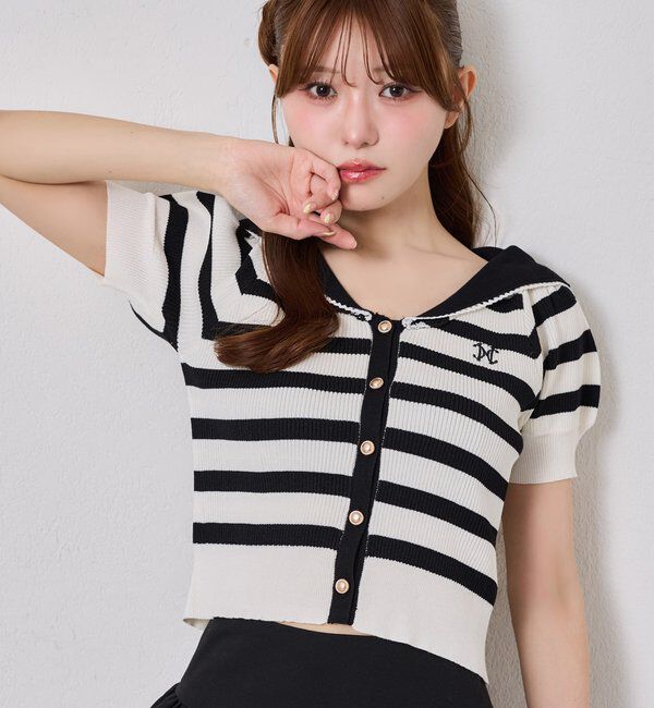  「セーラー半袖ニット」|ニット・セーター|ブラック系その他