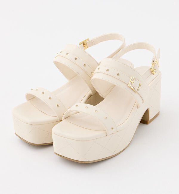  「ビジュー付キルティングソールサンダル」|その他|