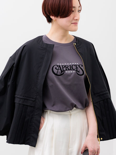 Te chichi「パール&ロゴプリントTシャツ」|Tシャツ・カットソー|チャコールグレー