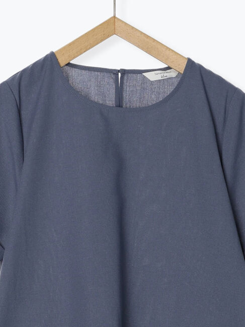 Samansa Mos2 blue「【イージーケア】リネン混マキシフレアワンピース」|ワンピース|