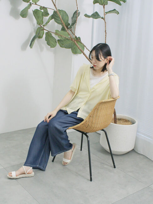 Samansa Mos2 blue「【接触冷感】ポンチョブラウス」|シャツ・ブラウス|