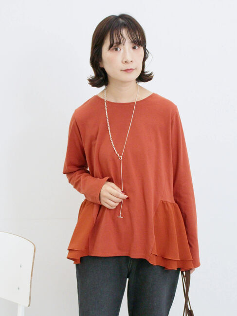 Samansa Mos2 blue「ペプラムドッキングカットソー」|Tシャツ・カットソー|