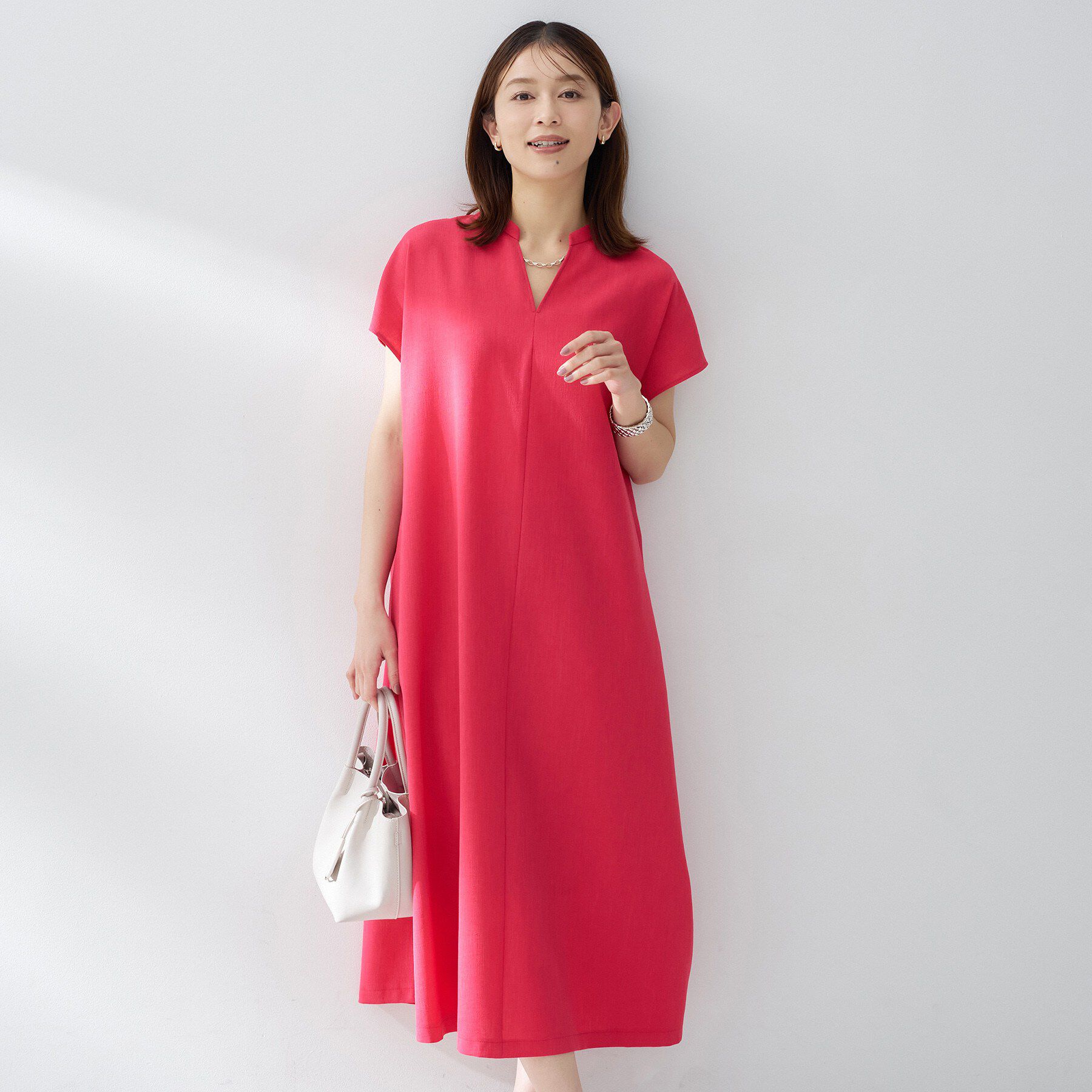 UNTITLED「スラブバンドカラーワンピース」|ワンピース|