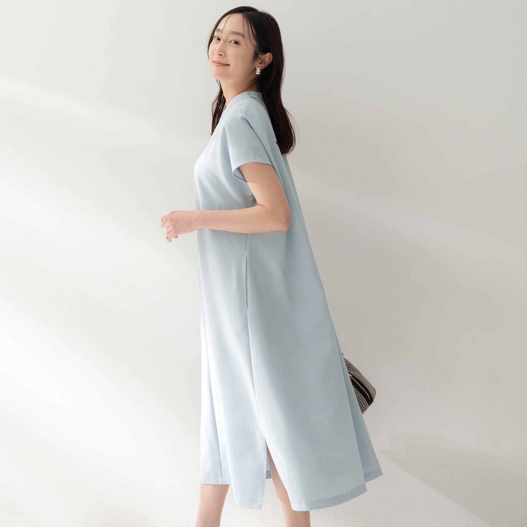 UNTITLED「スラブバンドカラーワンピース」|ワンピース|