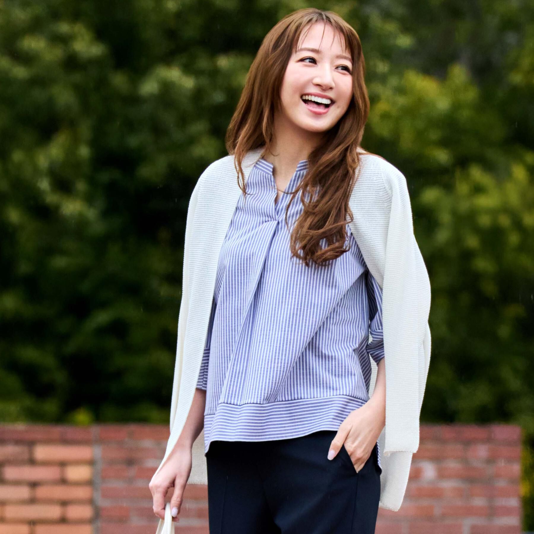 COUP DE CHANCE「【手洗い可／日本製】ストライプ柄ジャージートップス」|Tシャツ・カットソー|