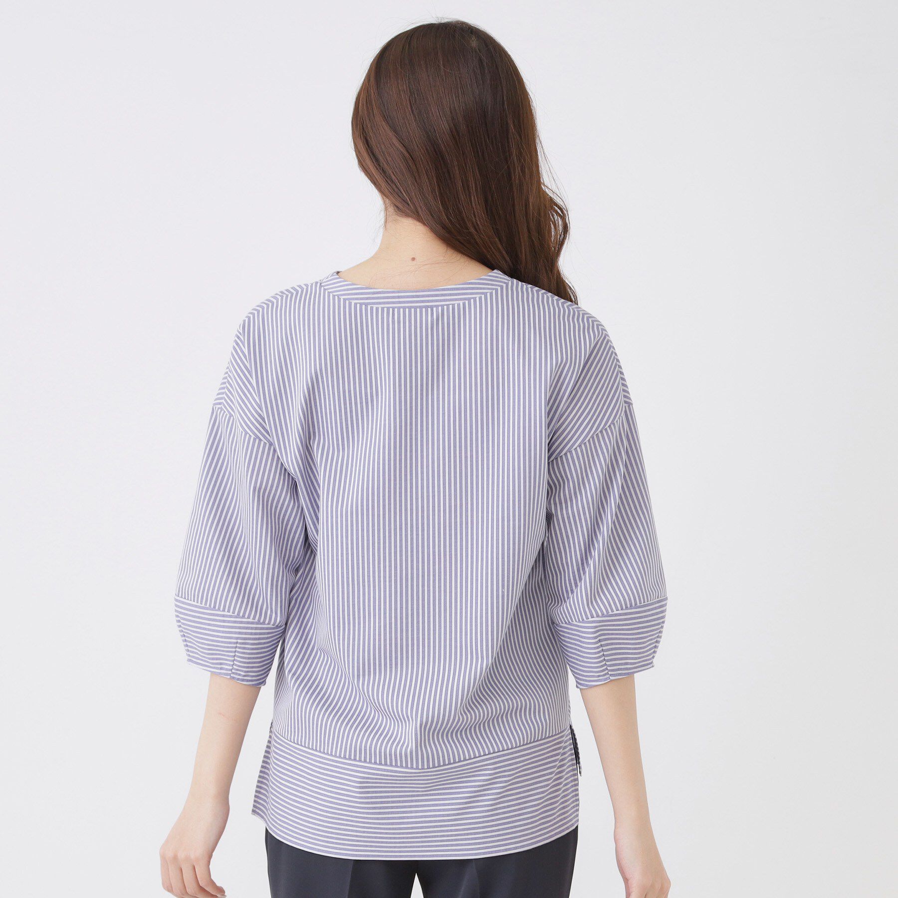 COUP DE CHANCE「【手洗い可／日本製】ストライプ柄ジャージートップス」|Tシャツ・カットソー|