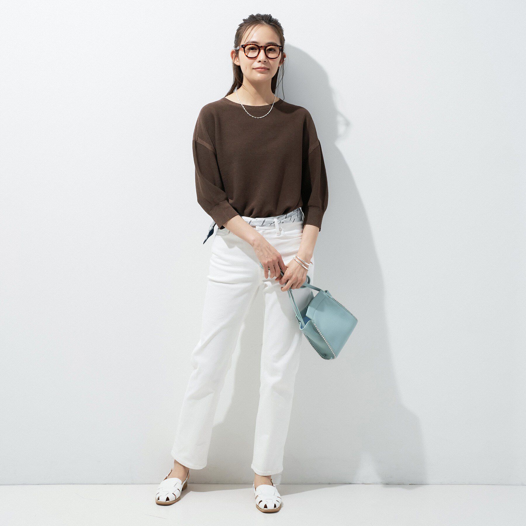 INDIVI「【洗える／ドライタッチ／和紙混】ガーター編みニット」|ニット・セーター|