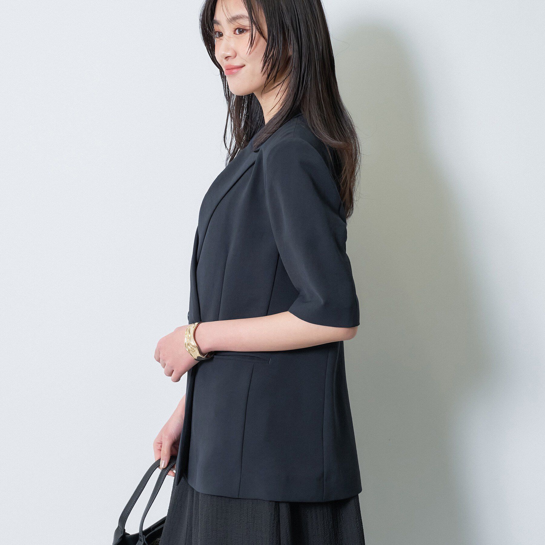 INDIVI「【着る日傘】ハーフスリーブダブルジャケット」|テーラードジャケット|