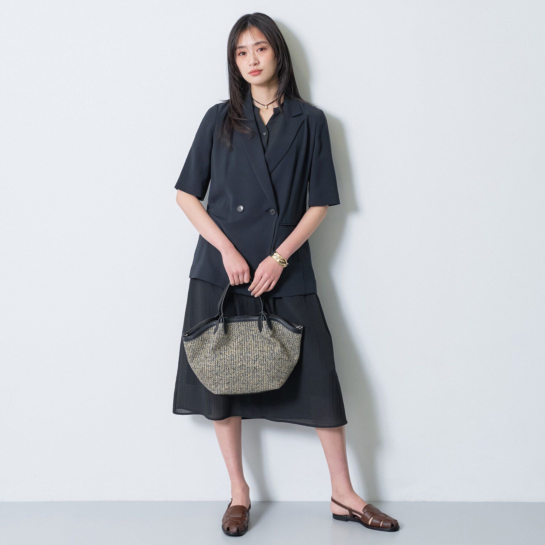 INDIVI「【着る日傘】ハーフスリーブダブルジャケット」|テーラードジャケット|