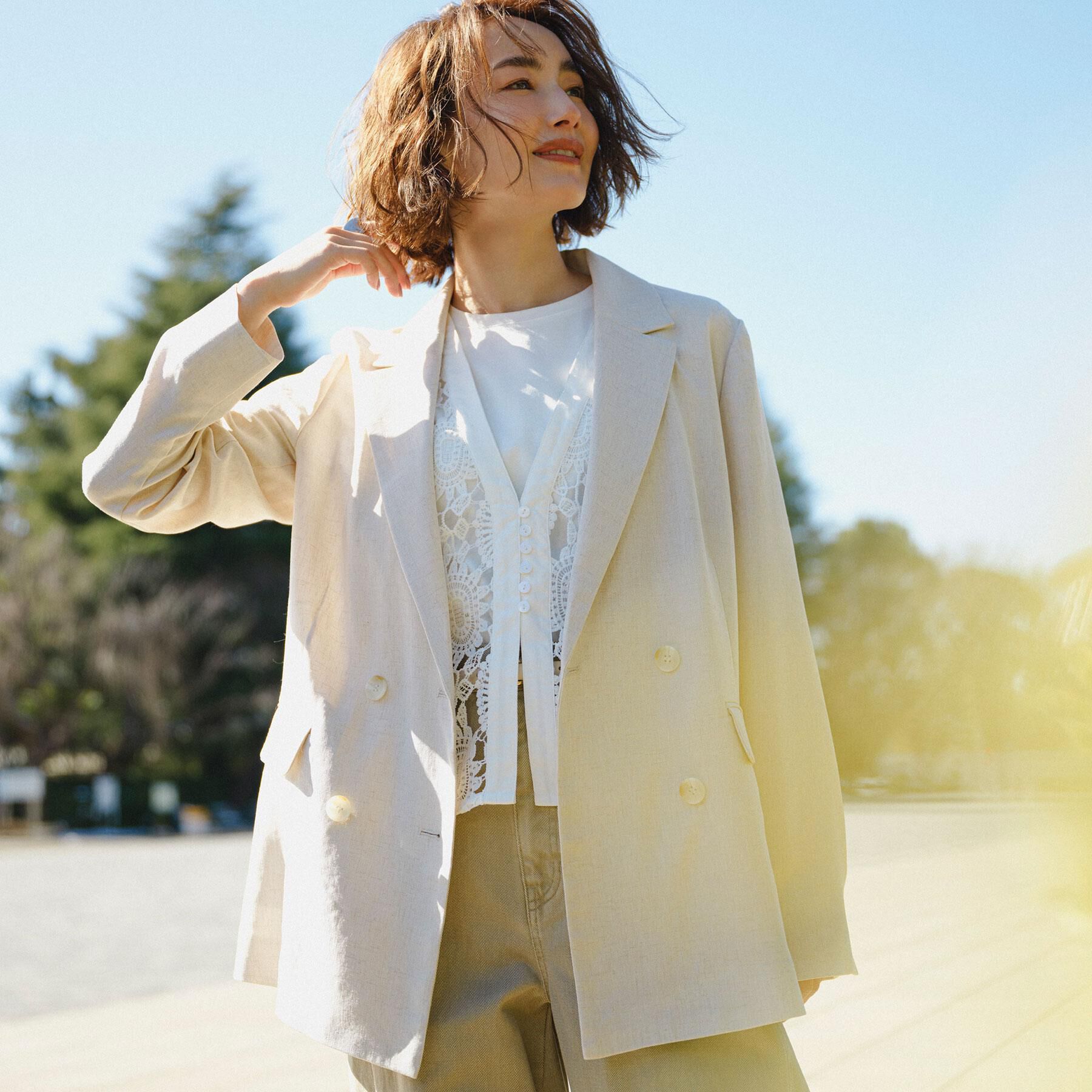 OPAQUE.CLIP「ダブルブレストジャケット【洗える/UVケア/防シワ加工/接触冷感】」|テーラードジャケット|