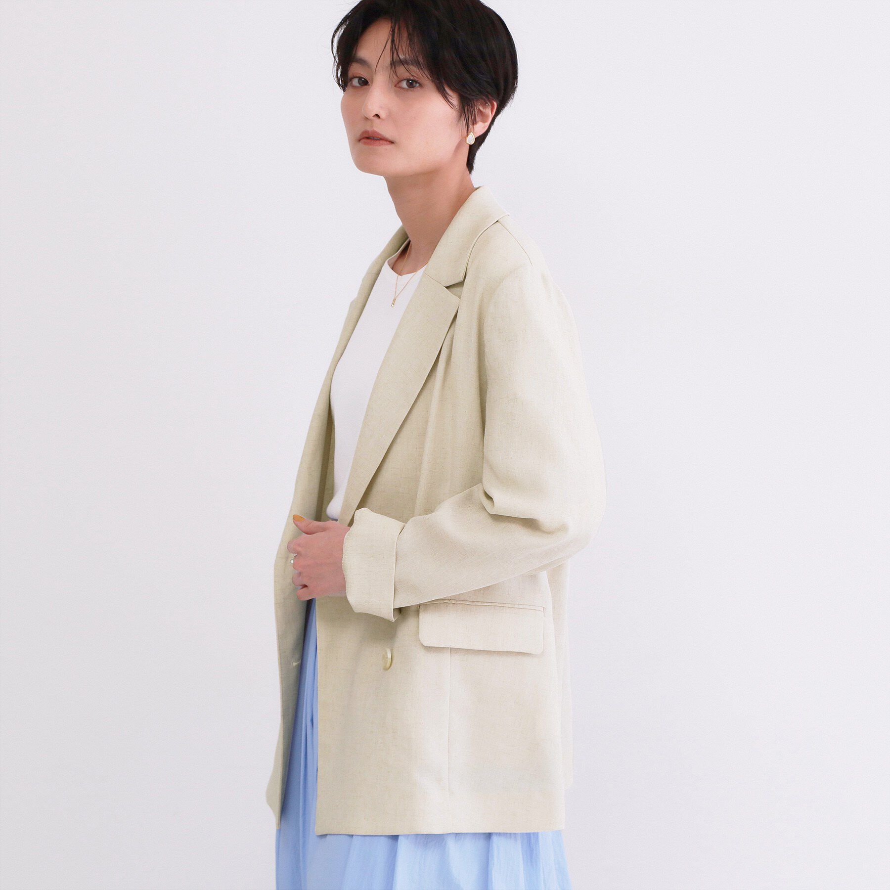 OPAQUE.CLIP「ダブルブレストジャケット【洗える/UVケア/防シワ加工/接触冷感】」|テーラードジャケット|