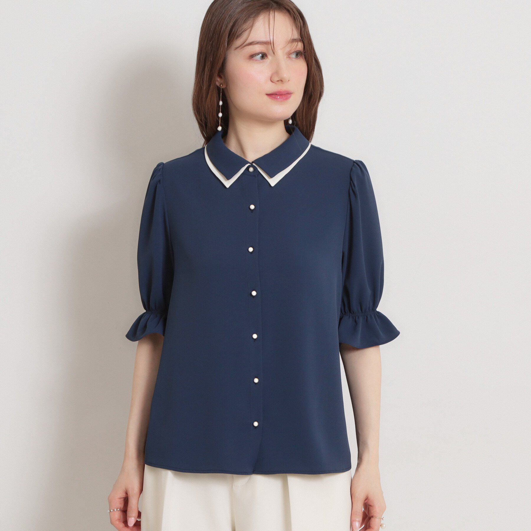 Couture broach「【通勤】ダブルカラー ブラウス」|シャツ・ブラウス|