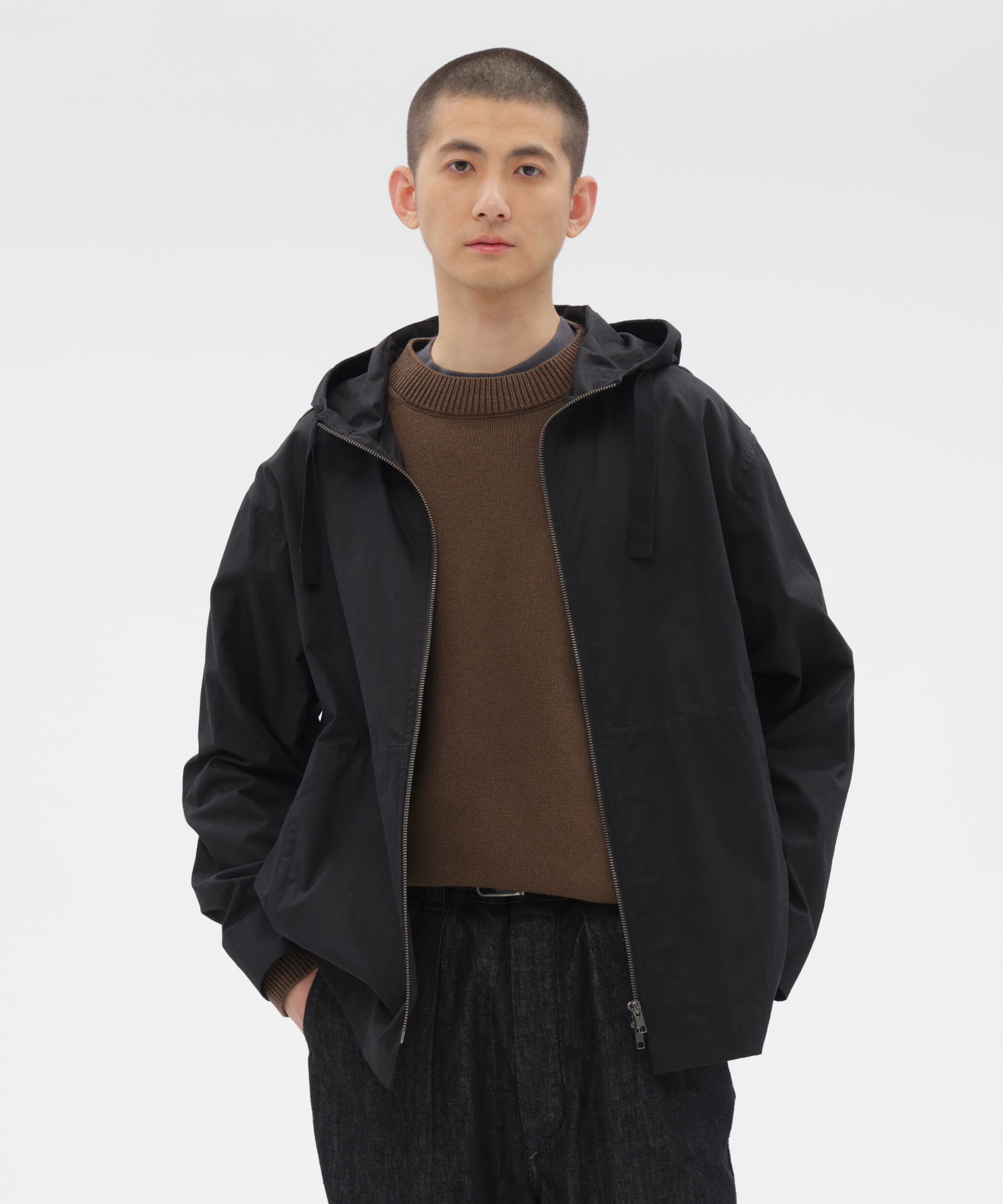 MHL.「WASHED SLUB COTTON TWILL BLOUSON」|ブルゾン・スタジャン|BLACK