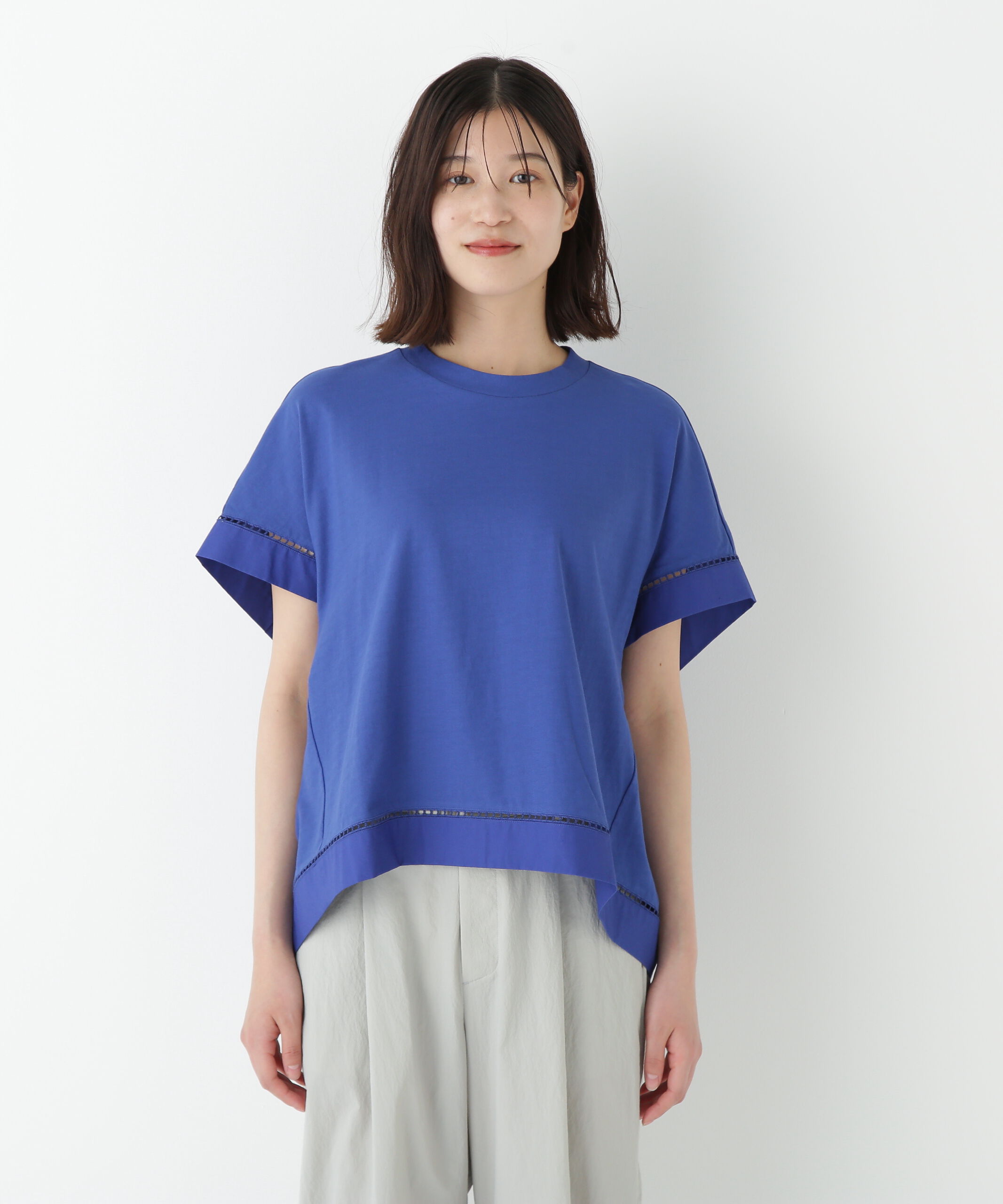  「◆布帛ドッキング半袖プルオーバー」|Tシャツ・カットソー|