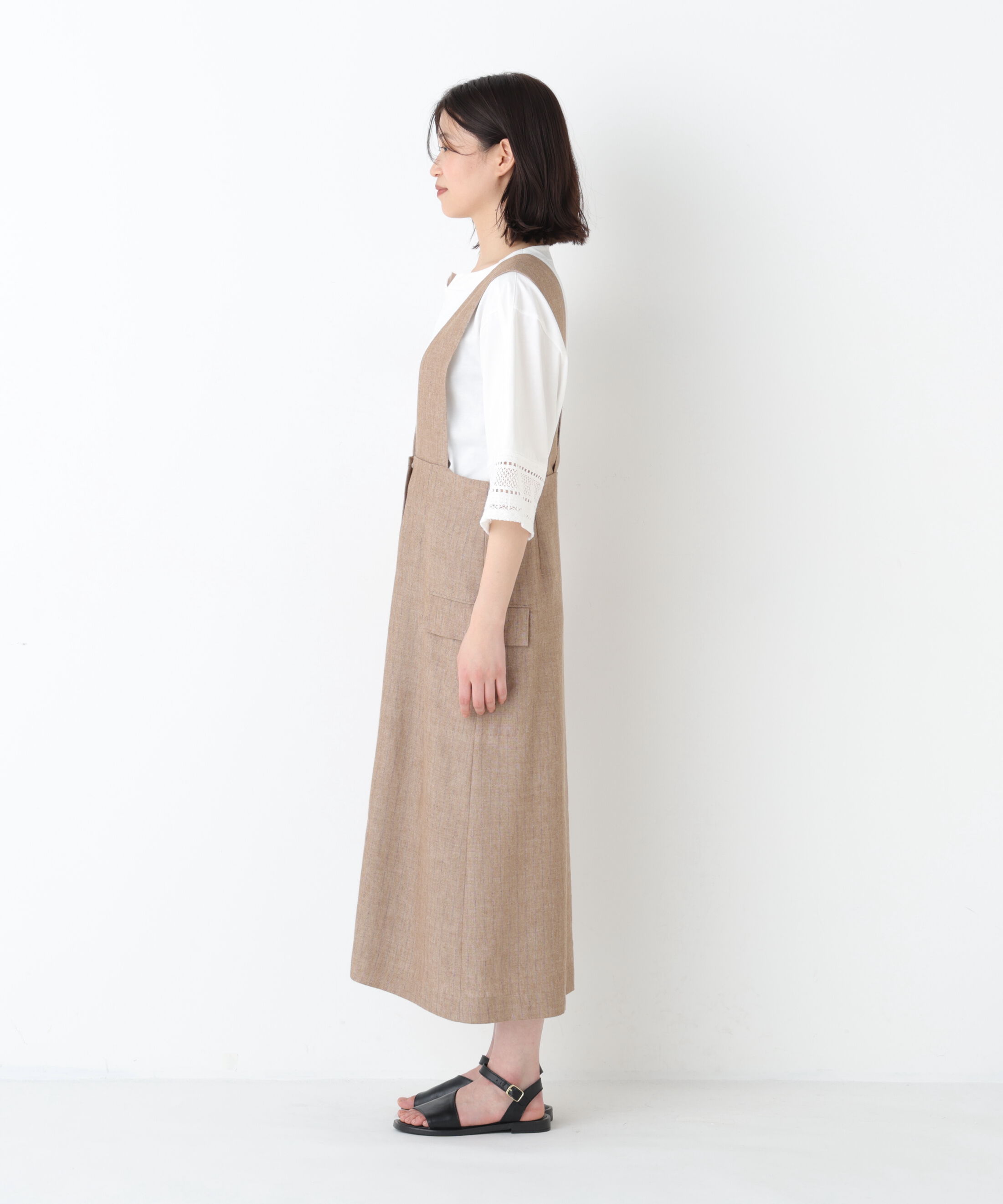  「◆ドライタッチリネン混ジャンスカ」|ワンピース|