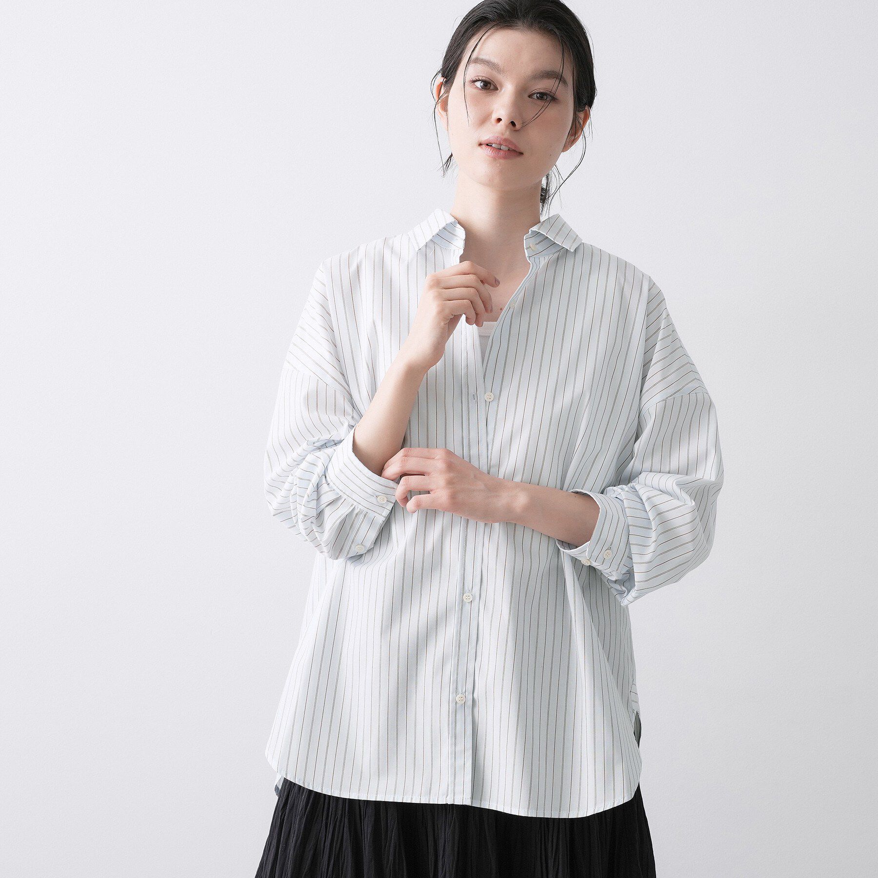 Dessin「【洗える】バックボタンオーバーシャツ」|シャツ・ブラウス|サックスブルー(39