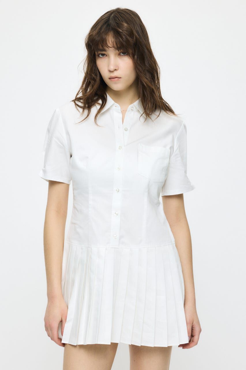 MOUSSY「PLEATED SHIRT MINI ドレス」|ワンピース|O/WHT1