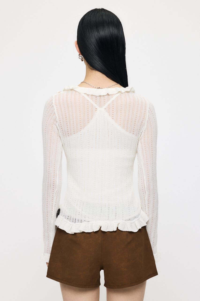 MOUSSY「POINTELLE RUFFLE カーディガン＆キャミソール」|ニット・セーター|