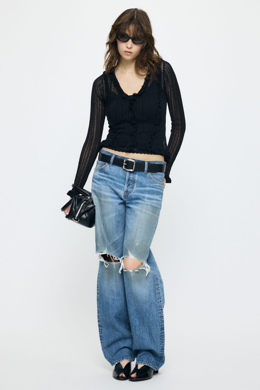 MOUSSY「POINTELLE RUFFLE カーディガン＆キャミソール」|ニット・セーター|