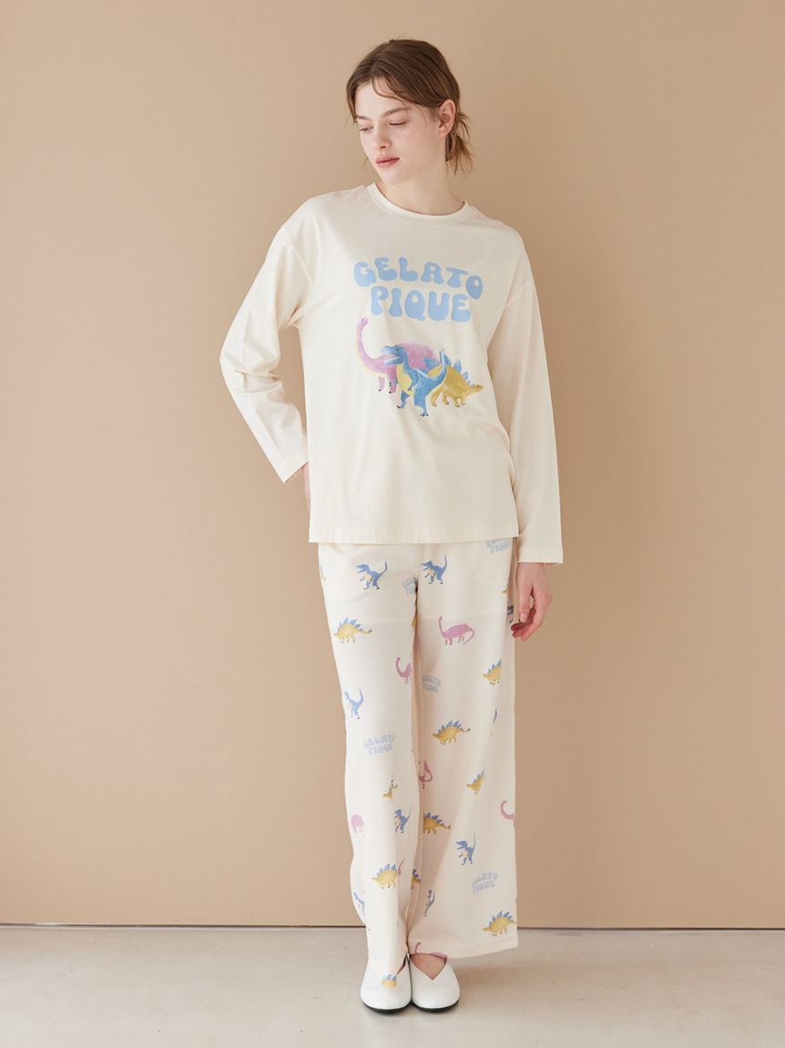 gelato pique「ダイナソー柄ワッフルロングパンツ」|ルームウェア|CRM