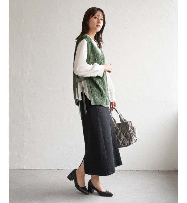 ikka「綿混サイドリボンニットベスト」|ニット・セーター|