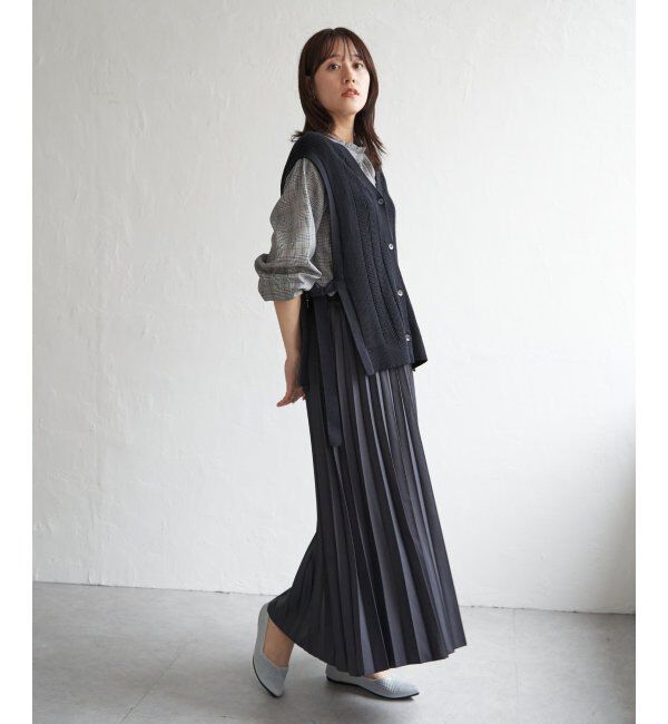 ikka「綿混サイドリボンニットベスト」|ニット・セーター|