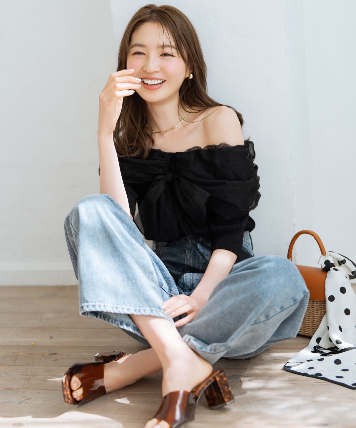 WILLSELECTION「ビジューポケットワイドデニムパンツ」|デニム|ブルー