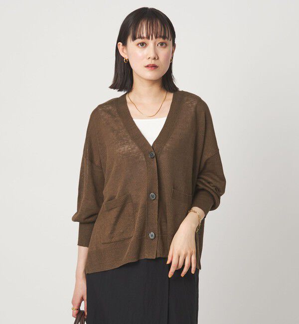 UNITED ARROWS green label relaxing「フレンチリネン Vネック カーディガン ウォッシャブル」|カーディガン|