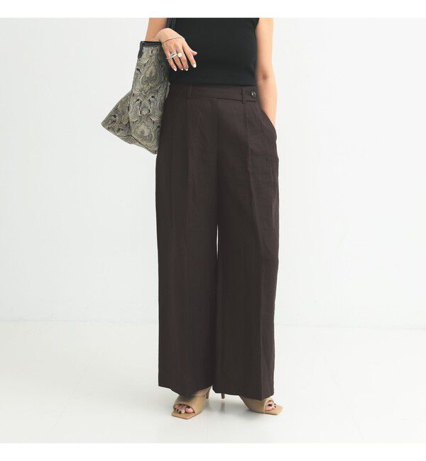 Demi-Luxe BEAMS 「シンプル リネン ワイドパンツ .M」|チノ|