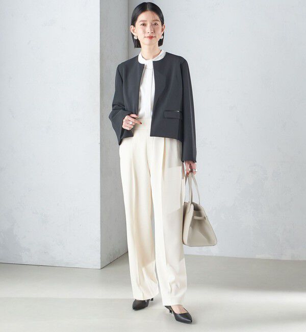 SHIPS for women「〈手洗い可能〉ブラック フォーマル フレア スリーブ ジャケット ◇」|ノーカラージャケット|