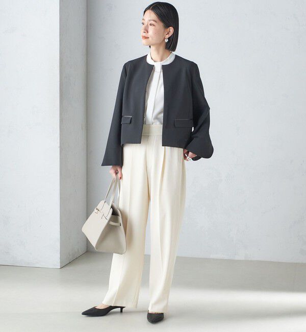 SHIPS for women「〈手洗い可能〉ブラック フォーマル フレア スリーブ ジャケット ◇」|ノーカラージャケット|